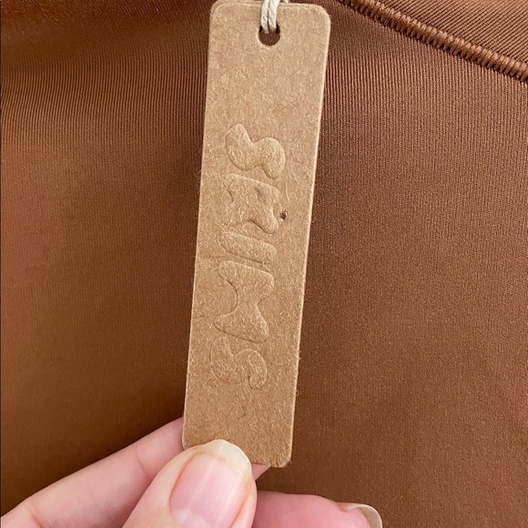 NWT SKIMS all in one Brown Bodycon Jumpsuit Long Sleeve mid thigh XL - Picture 4 of 6